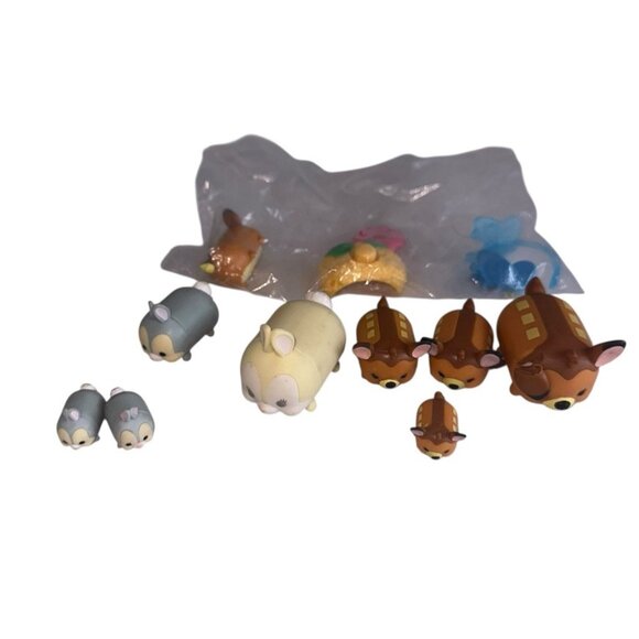 Disney Tsum Tsum Bambi Vinyl Figures Lot Of 10 With Accessory - Picture 1 of 3